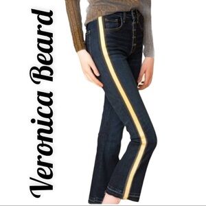 VERONICA BEARD Carolyn 10” Baby Boot Metallic Gold Stripe Jeans, Size 25